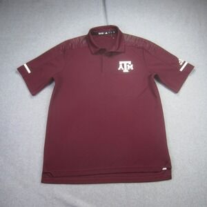 Texas A&M Aggies Polo Shirt Mens Medium Maroon Adidas Climate Performance NCAA‎